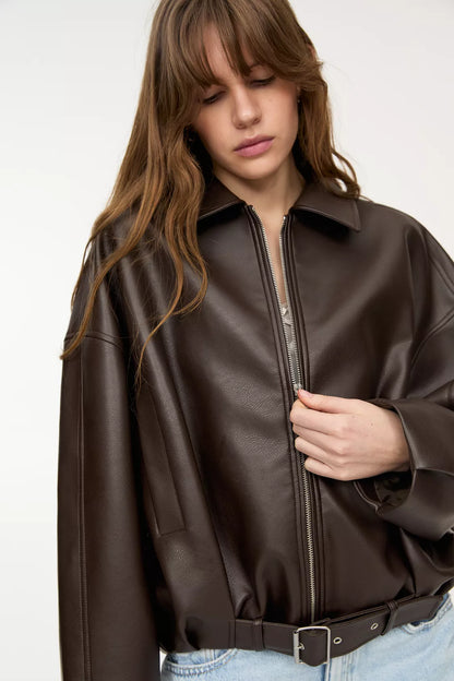 LEATHER BOMBER JACKET