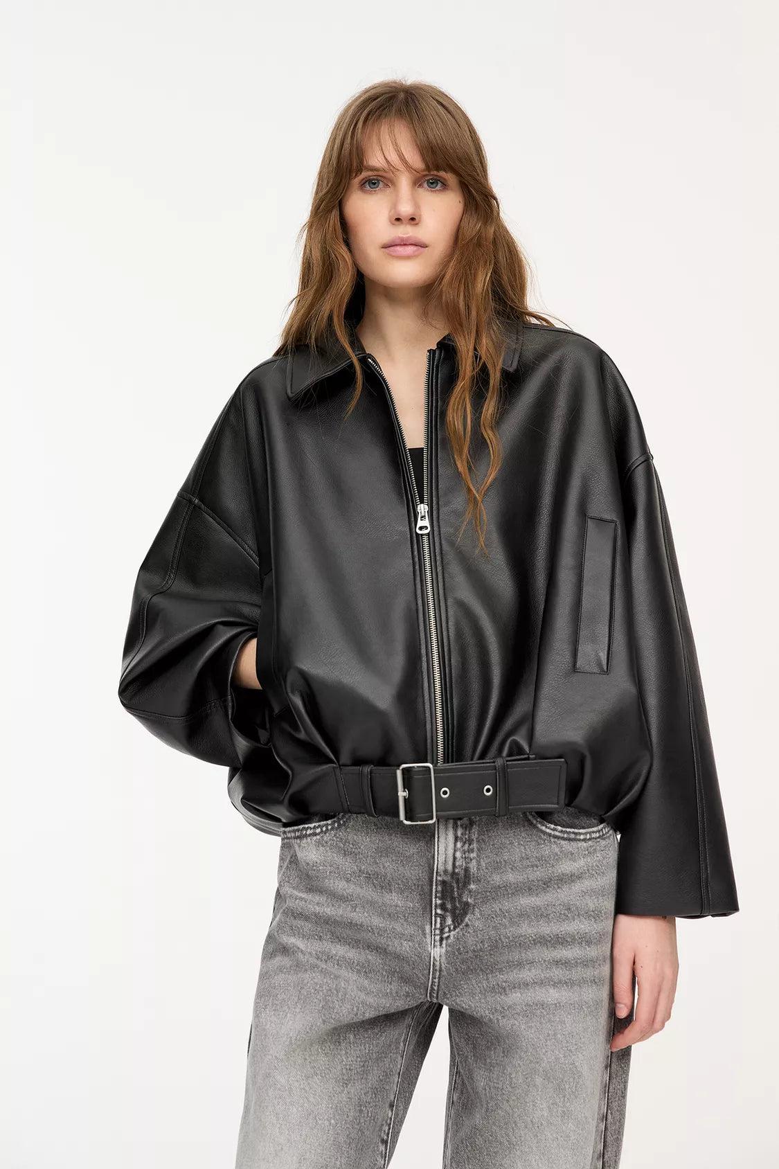 LEATHER BOMBER JACKET