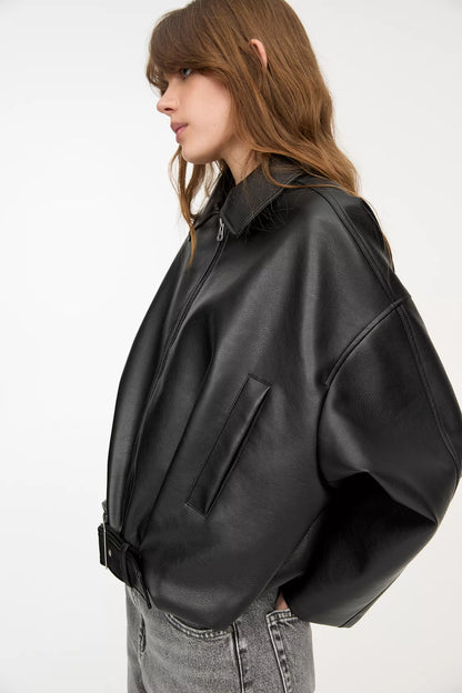 LEATHER BOMBER JACKET