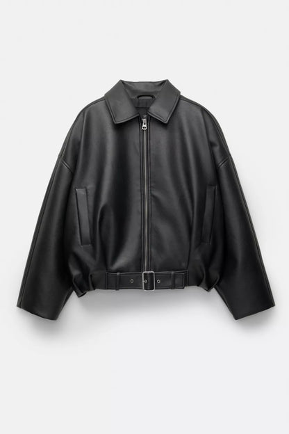 LEATHER BOMBER JACKET