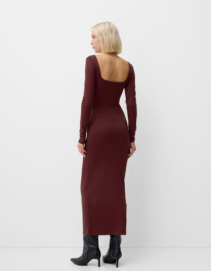 LONG-SLEEVE MIDI DRESS