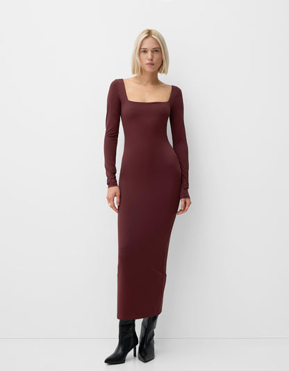 LONG-SLEEVE MIDI DRESS