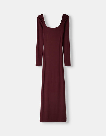 LONG-SLEEVE MIDI DRESS