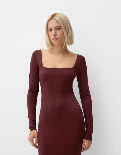 LONG-SLEEVE MIDI DRESS