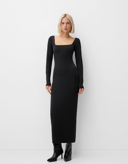 LONG-SLEEVE MIDI DRESS