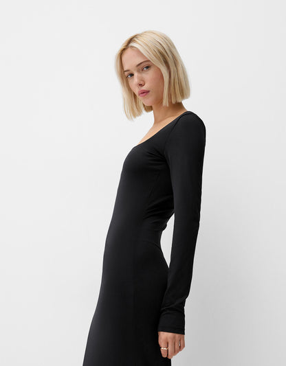 LONG-SLEEVE MIDI DRESS