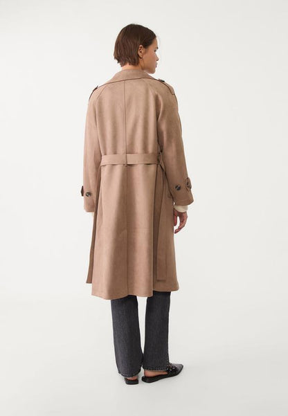 LONG FAUX SUEDE TRENCH COAT